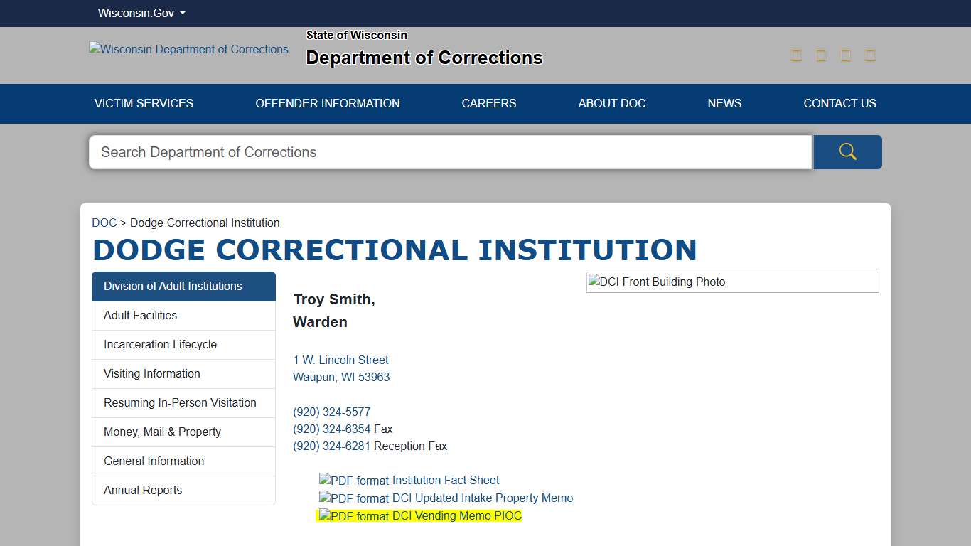 DOC Dodge Correctional Institution